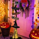 Lighted Wooden Witch's Broom - Spooky Halloween Decor for Indoor & Outdoor Porches and Yards - Image 4