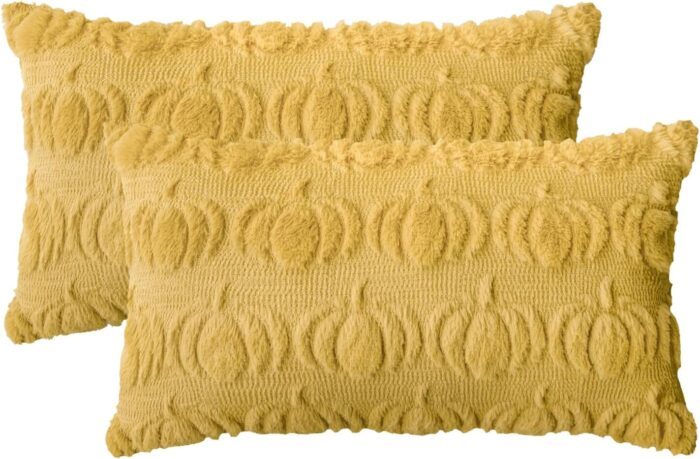 Cozy Autumn Vibes:  Pumpkin Caramel Throw Pillow Covers - Set of 2, 18x18 Inch Plush Faux Fur Cushion Cases for Seasonal Sofa Decor - Image 17