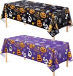 Spooktacular  Halloween Tablecloths - 2 Pack Disposable Plastic Decorations for Indoor & Outdoor Parties!