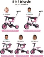 5-in-1 Toddler Tricycle with Push Handle for Ages 1-3 - Ideal Gift for Birthdays and Christmas - Image 3