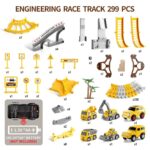 Engineering Race Track Playset for Boys - 6 Piece Set of Construction Vehicles and Flexible Track Design - Image 6