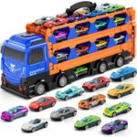 Large Transporter Truck Toy Set with 24 Alloy Sports Cars - Educational Inertial Vehicle Gifts for Children - Image 10