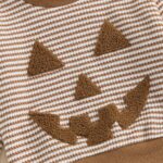 Toddler Boys Halloween 2-Piece Set: Long Sleeve Pumpkin Embroidery Top with Striped Pants - Image 4