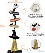 Lighted Wooden Witch's Broom - Spooky Halloween Decor for Indoor & Outdoor Porches and Yards - Image 3