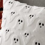 Set of 2 Halloween Ghost Pillow Covers - Soft Plush Faux Fur Decorative Cushions for Spooky Home Decor - 18x18 Inch White Throw Pillows for Couch, Sofa, Bed, and Porch - Image 6