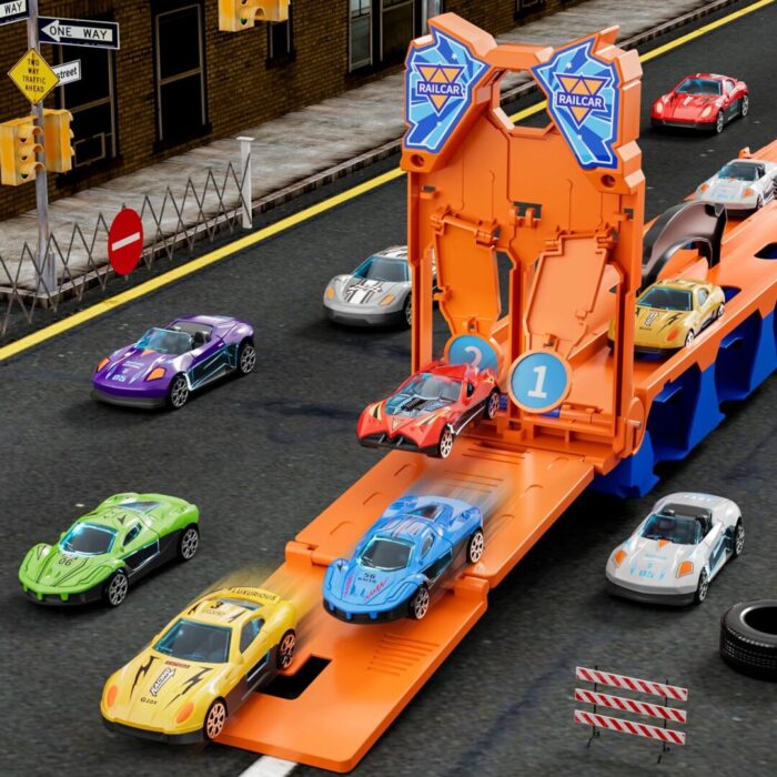 Large Transporter Truck Toy Set with 24 Alloy Sports Cars - Educational Inertial Vehicle Gifts for Children - Image 4
