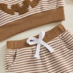 Toddler Boys Halloween 2-Piece Set: Long Sleeve Pumpkin Embroidery Top with Striped Pants - Image 5