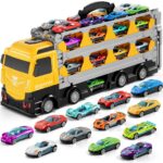 Large Transporter Truck Toy Set with 24 Alloy Sports Cars - Educational Inertial Vehicle Gifts for Children - Image 9