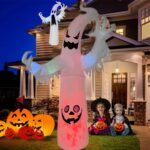 8FT/2.4M Inflatable Halloween Ghost Decoration with Built-In LED Light for Indoor and Outdoor Use - Image 2
