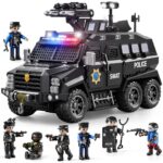 Police-Themed Armored Off-Road Vehicle Toy with Sound and Light Features for Children