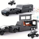 Toy Truck with Trailer - Cast Metal Cybertruck Model Pickup Truck, 1/36 Scale