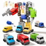 5-in-1 Transformable Robot Construction Vehicle Set for Boys - DIY Buildable Toy Trucks and Robots - Ideal Gifts for Children