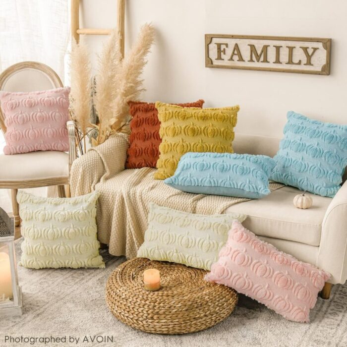 Cozy Autumn Vibes:  Pumpkin Caramel Throw Pillow Covers - Set of 2, 18x18 Inch Plush Faux Fur Cushion Cases for Seasonal Sofa Decor - Image 4