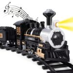 Electric Simulation Black Train Model with Track, Lights, and Music - Classic Railway Toy for Children, Ideal Birthday Gift - Image 4