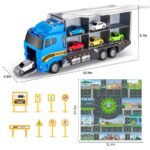 Children's Transport Truck Fire Vehicle Playset with Play Mat - 6 Mini Car Models and Fire Truck Racing Toys - Image 10