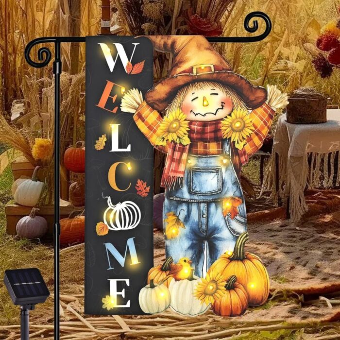 Illuminate Your Halloween Spirit with Our LED Solar Garden Flag - 8 Modes Witch Feet Design, Double-Sided Cauldron & Eyeball Black Cat Decor for Your Porch! - Image 14