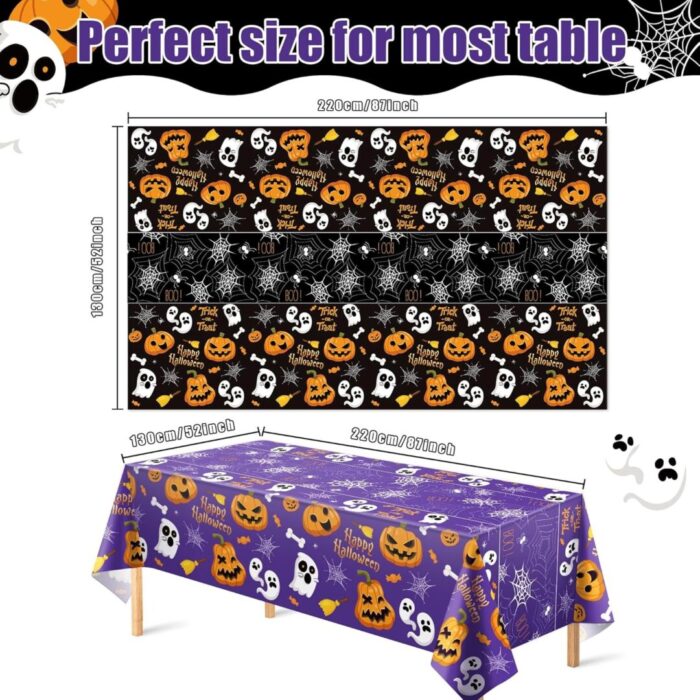 Spooktacular  Halloween Tablecloths - 2 Pack Disposable Plastic Decorations for Indoor & Outdoor Parties! - Image 2