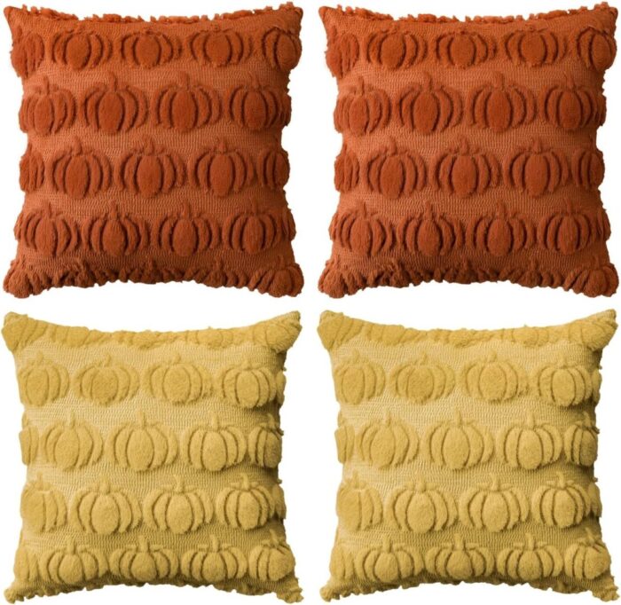 Cozy Autumn Vibes:  Pumpkin Caramel Throw Pillow Covers - Set of 2, 18x18 Inch Plush Faux Fur Cushion Cases for Seasonal Sofa Decor - Image 14