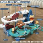Dinosaur Mountain Climbing Toy Car Ramp Track Set with Colorful Vehicles and Racing Car, Ideal for Young Builders - Image 3