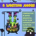 Illuminate Your Halloween Spirit with Our LED Solar Garden Flag - 8 Modes Witch Feet Design, Double-Sided Cauldron & Eyeball Black Cat Decor for Your Porch! - Image 5