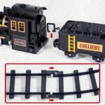 Electric Simulation Black Train Model with Track, Lights, and Music - Classic Railway Toy for Children, Ideal Birthday Gift - Image 5