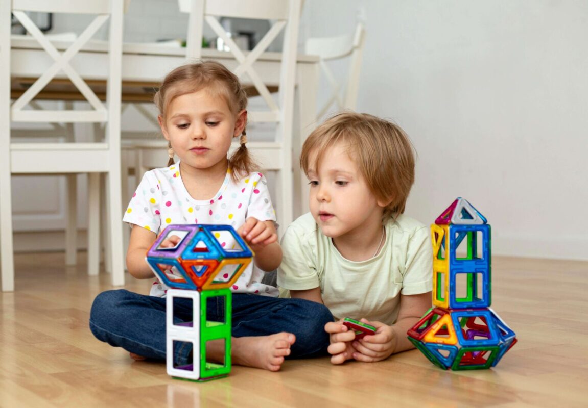 Kids playing with toys