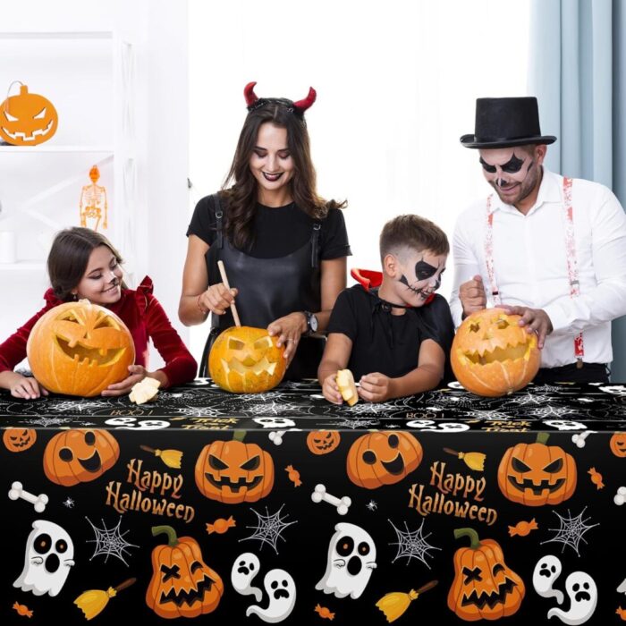 Spooktacular  Halloween Tablecloths - 2 Pack Disposable Plastic Decorations for Indoor & Outdoor Parties! - Image 5