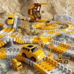 Engineering Race Track Playset for Boys - 6 Piece Set of Construction Vehicles and Flexible Track Design - Image 3