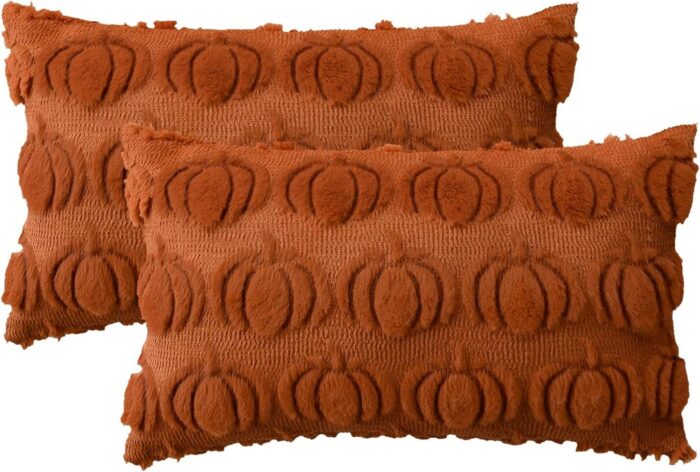 Cozy Autumn Vibes:  Pumpkin Caramel Throw Pillow Covers - Set of 2, 18x18 Inch Plush Faux Fur Cushion Cases for Seasonal Sofa Decor - Image 18