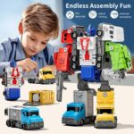5-in-1 Transformable Robot Construction Vehicle Set for Boys - DIY Buildable Toy Trucks and Robots - Ideal Gifts for Children - Image 3