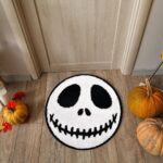 Cute & Creepy Jack Halloween Non-Slip 2Ft Round Bath Rug - Perfect for Indoor Decor & Holiday Celebrations!