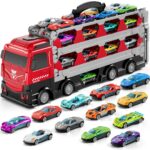 Large Transporter Truck Toy Set with 24 Alloy Sports Cars - Educational Inertial Vehicle Gifts for Children - Image 8