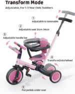5-in-1 Toddler Tricycle with Push Handle for Ages 1-3 - Ideal Gift for Birthdays and Christmas - Image 4