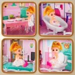 Kids' Pretend Play Villa Dollhouse for Ages 3-8, Featuring 12 Rooms, 2 Dolls, Accessories, and Slide - Ideal Birthday Gift for Girls - Image 5