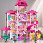 Kids' Pretend Play Villa Dollhouse for Ages 3-8, Featuring 12 Rooms, 2 Dolls, Accessories, and Slide - Ideal Birthday Gift for Girls - Image 2
