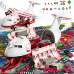 Large Transport Spray Airplane Toy Set for Kids Aged 4-8 with 10 Fire Truck Vehicles - Ideal Birthday Gift for Boys and Girls - Image 6