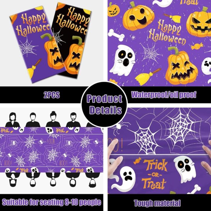 Spooktacular  Halloween Tablecloths - 2 Pack Disposable Plastic Decorations for Indoor & Outdoor Parties! - Image 4