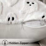 Set of 2 Halloween Ghost Pillow Covers - Soft Plush Faux Fur Decorative Cushions for Spooky Home Decor - 18x18 Inch White Throw Pillows for Couch, Sofa, Bed, and Porch - Image 7