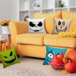 Spooktacular Halloween Pillow Covers Set - 4 Decorative 18"x18" Throw Cushions for Your Sofa or Bed - Image 5