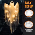 Illuminate Your Halloween with  2 Pack 47” Light-Up Hanging Ghosts - Perfect for Haunted House Decor and Outdoor Parties! - Image 4