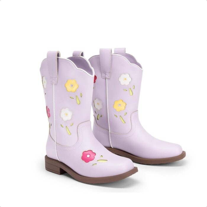 Girls' Mid Calf Cowgirl Boots - Stylish Western Flower Cowboy Boots for Toddlers, Little Kids, and Big Kids - Image 6