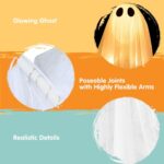 Illuminate Your Halloween with  2 Pack 47” Light-Up Hanging Ghosts - Perfect for Haunted House Decor and Outdoor Parties! - Image 2
