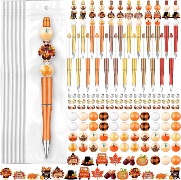 Ultimate Halloween DIY Bead Pen Kit - 197 Pcs with 24 Assorted Bead Pens, 101 Festive Beads, and 48 Spacer Beads for Creative Fun! - Image 8