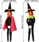 2025 Handmade 14-Inch Halloween Pumpkin Elf Plush Dolls - Perfect for Autumn Harvest & Holiday Tabletop Decor (Set of Green & Red) - Image 6