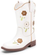 Girls' Mid Calf Cowgirl Boots - Stylish Western Flower Cowboy Boots for Toddlers, Little Kids, and Big Kids - Image 11