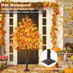 Stunning Set of 3 Pre-Lit Artificial Maple Trees - 4FT, 5FT, and 6FT with 300 LED Warm White Lights for Captivating Fall Decor - Perfect for Thanksgiving, Halloween, and Outdoor Gatherings! - Image 2