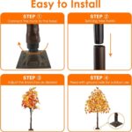 Stunning Set of 3 Pre-Lit Artificial Maple Trees - 4FT, 5FT, and 6FT with 300 LED Warm White Lights for Captivating Fall Decor - Perfect for Thanksgiving, Halloween, and Outdoor Gatherings! - Image 6