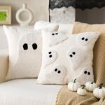 Spooktacular 2-Pack Halloween Ghost Pillow Covers - 18x18 Inch Soft Cushion Cases for Festive Home Decor, Perfect for Sofa, Couch, and Parties!