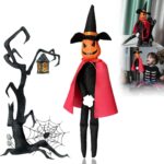 2025 Handmade 14-Inch Halloween Pumpkin Elf Plush Dolls - Perfect for Autumn Harvest & Holiday Tabletop Decor (Set of Green & Red) - Image 9