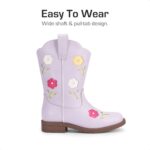Girls' Mid Calf Cowgirl Boots - Stylish Western Flower Cowboy Boots for Toddlers, Little Kids, and Big Kids - Image 5